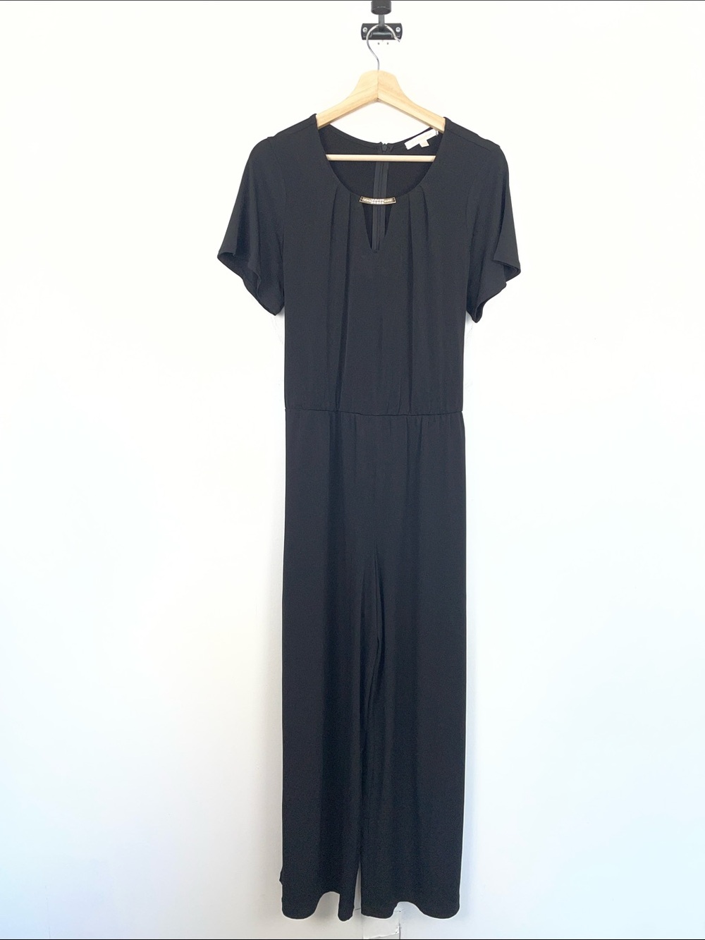 G Kollection Women's L Broch Keyhole Neckline Short-Sleeve Tie Waist Jumpsuit
